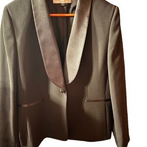 Chic Black Jacket with Satin Lapel and also a matching sequin tank top- A Steal!